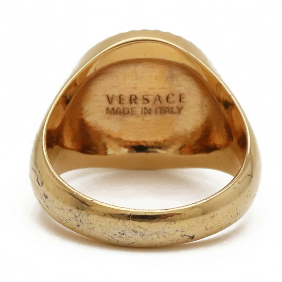 VERSACE Guilloche Medusa Ring GP Metal Gold Silver No. 18 #18 - Picture 3 of 7